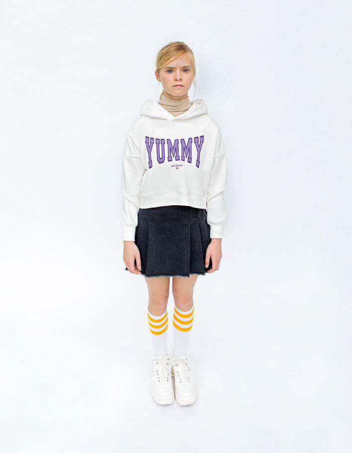 Girls’ off-white hoodie with embroidered XL letters-7