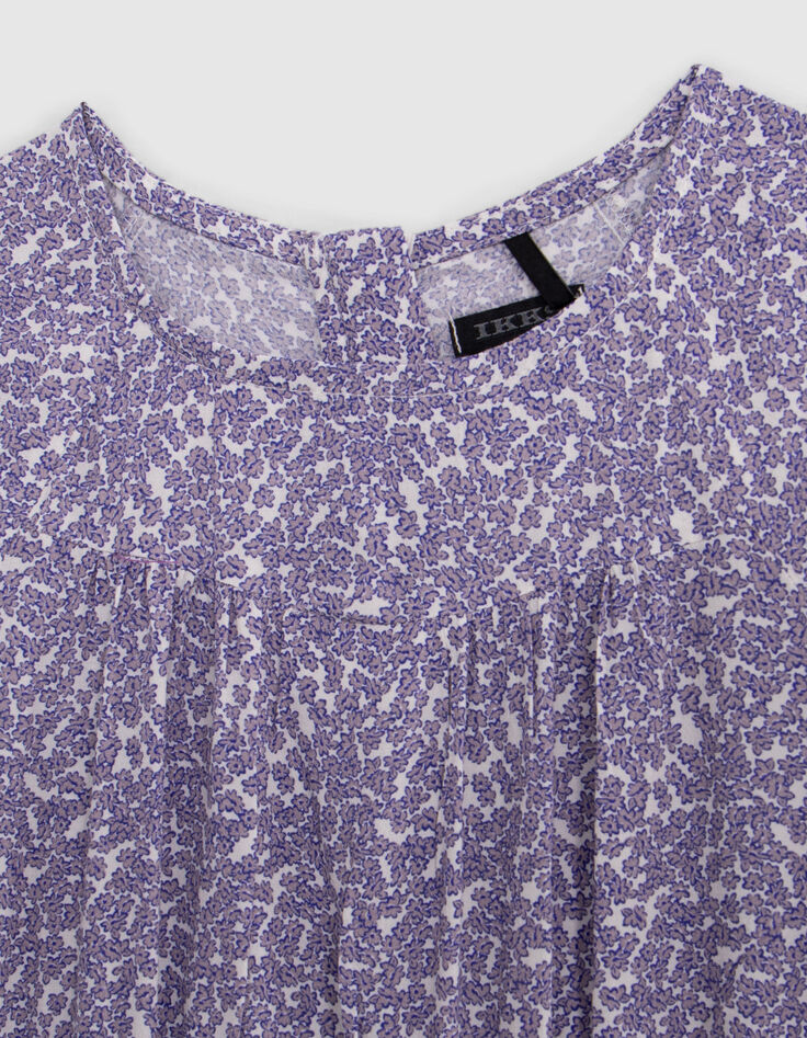 Ecru long dress LENZING™ ECOVERO™ mauve flowers girl-3