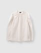 Blouse kalkkleur biokatoen kraag met knopen Dames-7