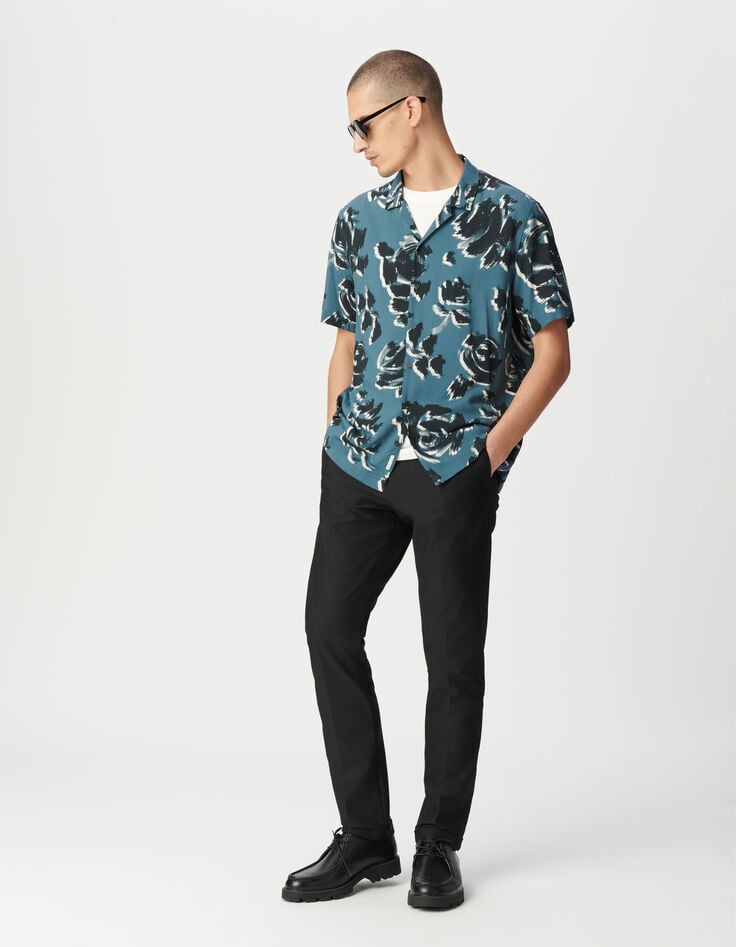 Chemise regular bleue imprimé arty floral Homme-2 Chemise regular bleue imprimé arty floral Homme-2