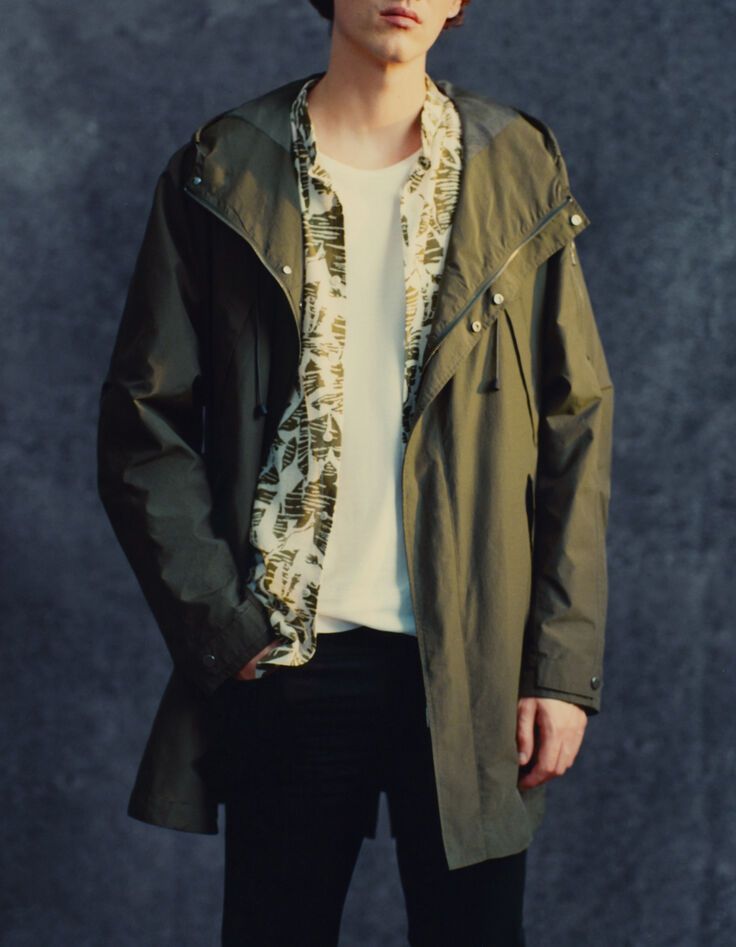 Parka kaki nylon fa&ccedil;on parachute Homme-2