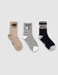 Boys’ navy, ecru and beige socks-2