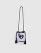 M&auml;dchenbeuteltasche in Silber und Schwarz mit Glitzer-1