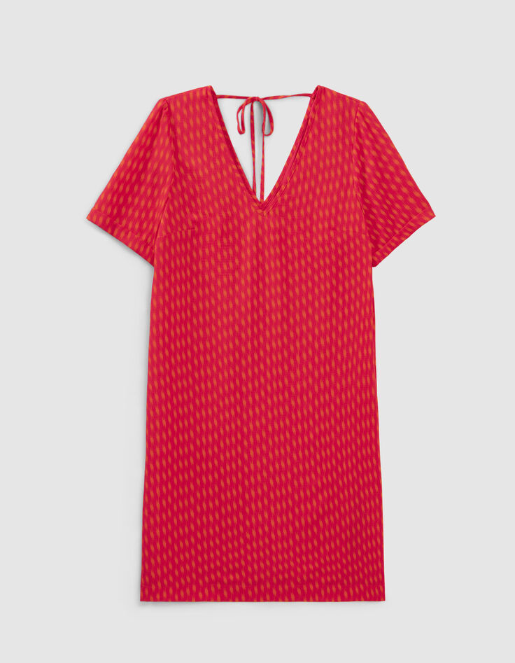 Vestido recto estampado fucsia mujer-6