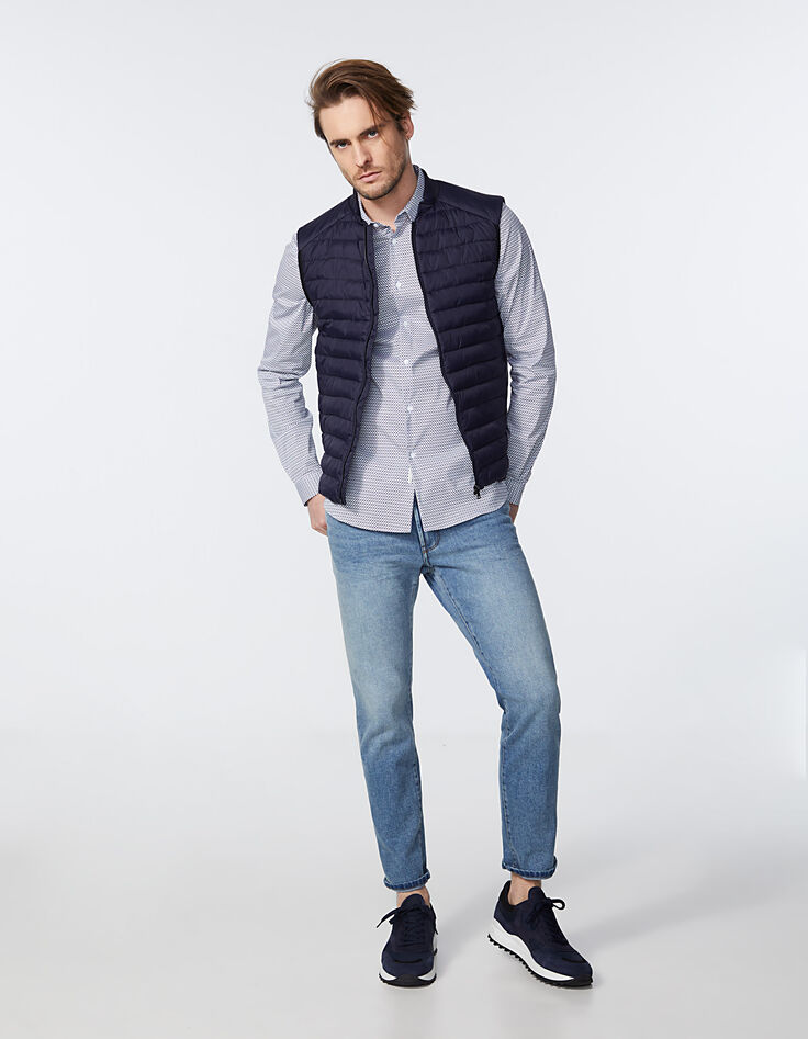 Blauw SLIM overhemd Albini® retromotief heren-6