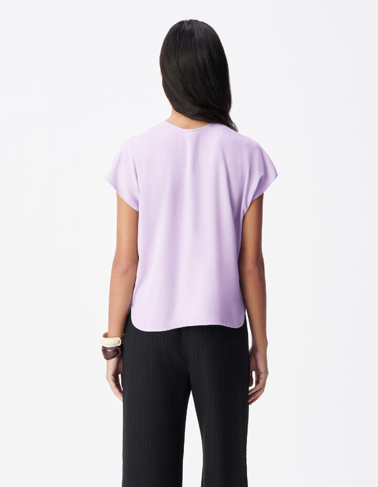 Dames Omkeerbare lila top met korte mouwen voor/achter-3