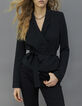 Veste tailleur courte noire forme cache-cœur Femme-1