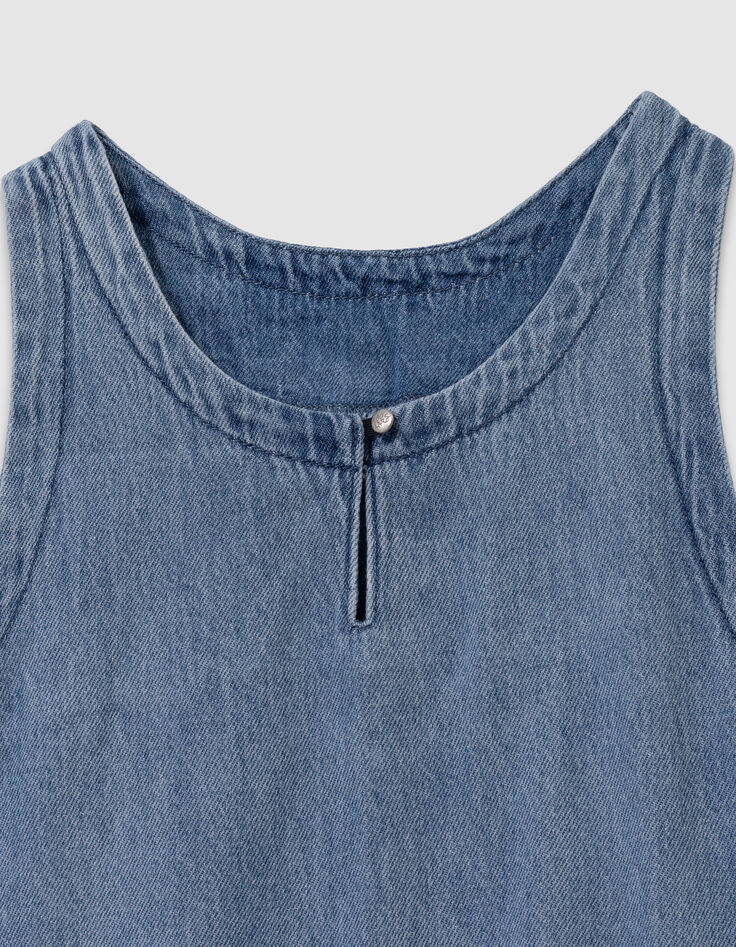 Robe chasuble en jean bleu fille-7 Robe chasuble en jean bleu fille-7