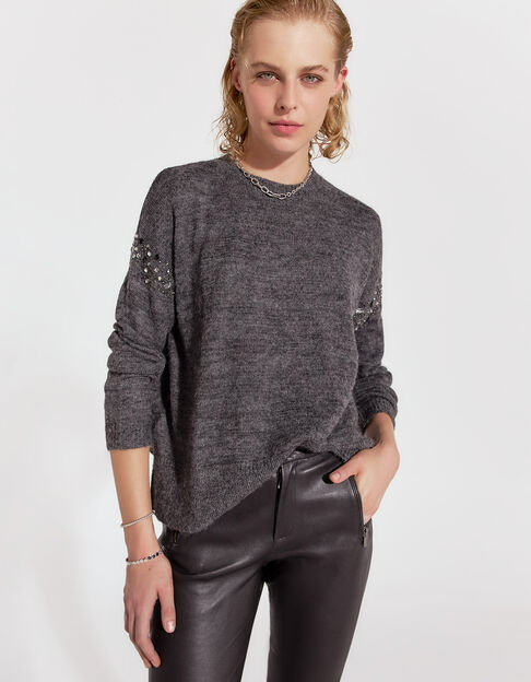 Women’s black Pure Edition sweater, embroidered shoulders