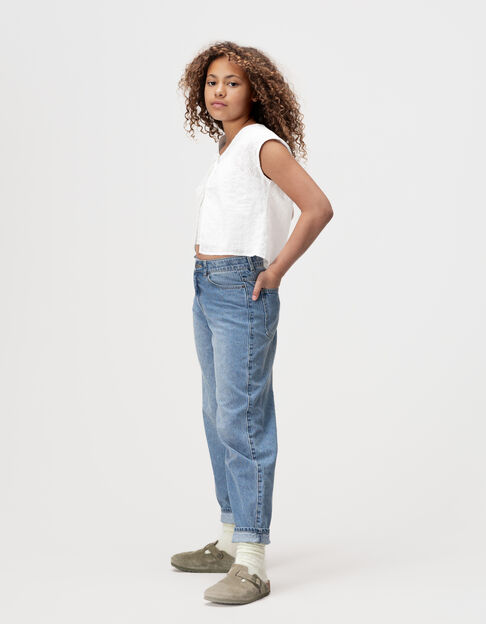 Chemise sans manches blanche dentelle à nouer devant fille - IKKS