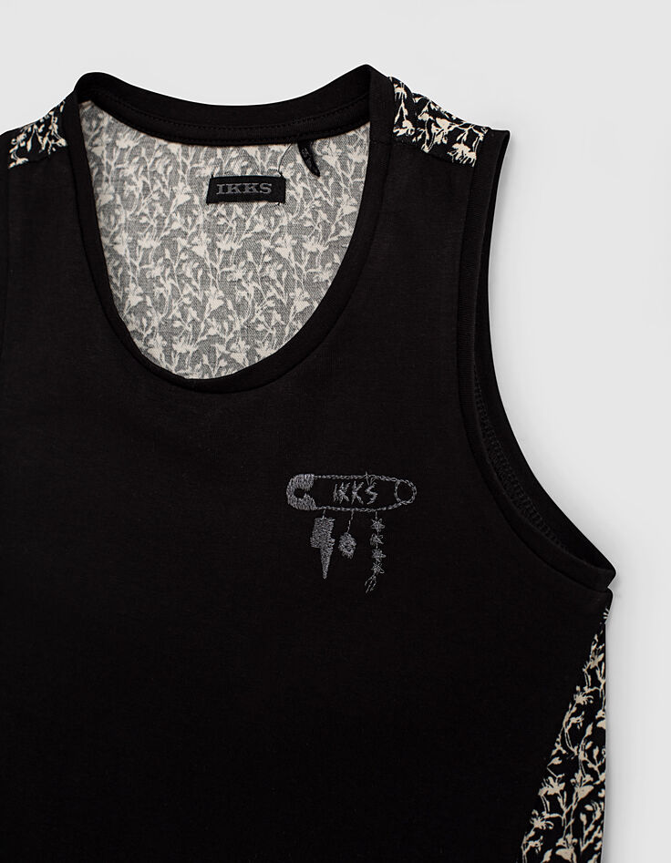 Schwarzes Mädchen-Bio-Tanktop, Mix-and-Match, Lilien-Print-4