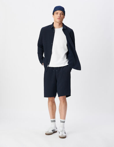 Men's slim navy seersucker DRY FAST shirt - IKKS