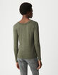 Women's khaki sequined braided neck T-shirt-3