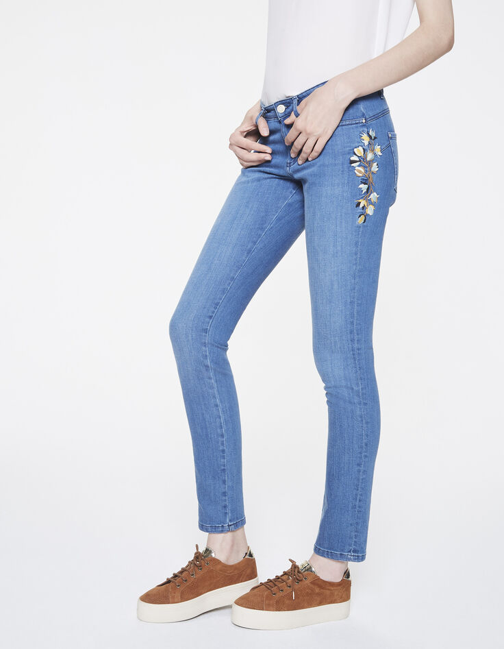 Jean slim brodé femme-1