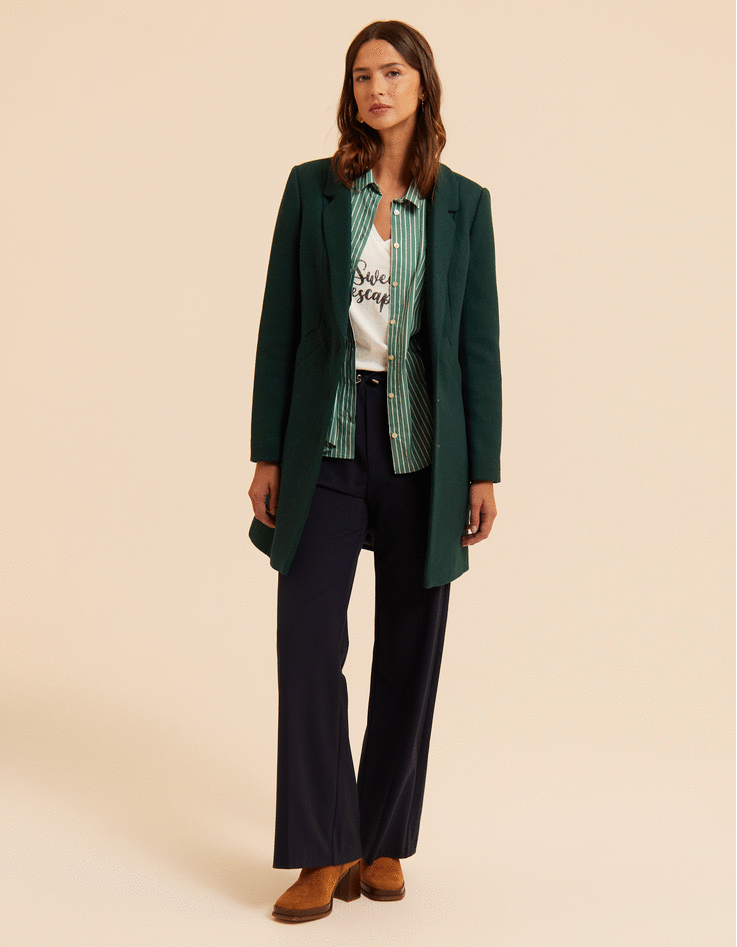 Manteau vert parementure doudoune amovible I.Code-4