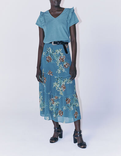 Damenrock aus Recycling-Voile mit Blumenstrauß-Print - IKKS