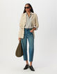 Veste saharienne beige broderies épaules Femme-1