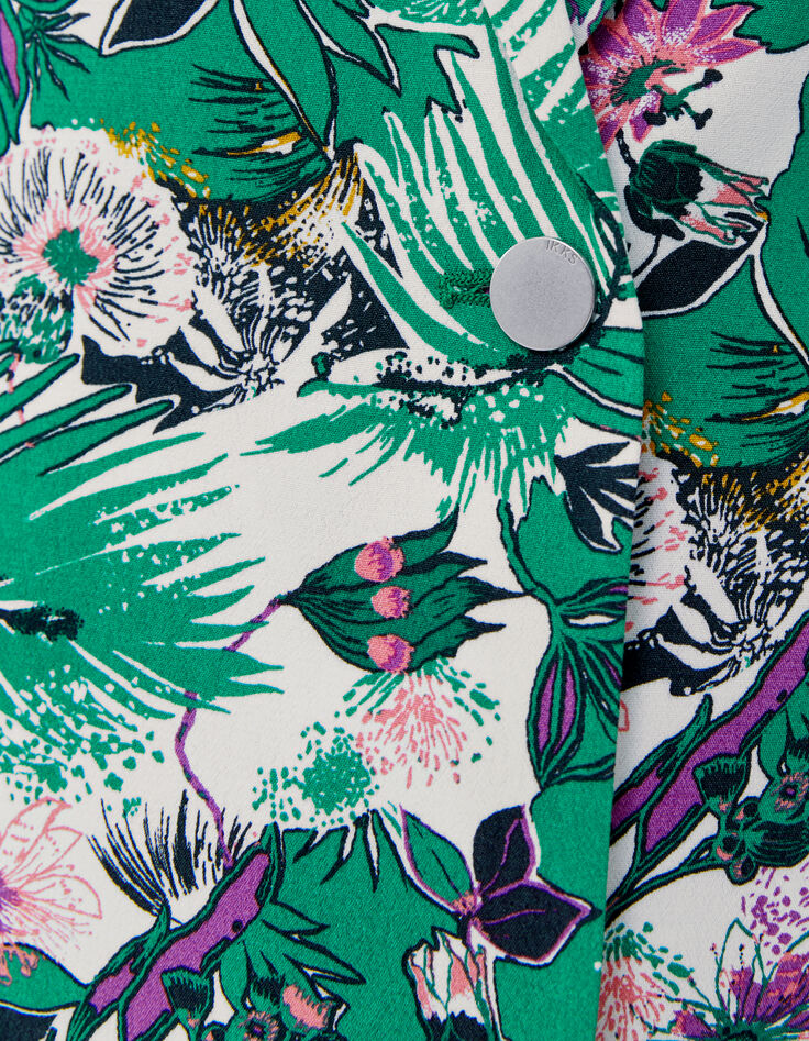 Veste de tailleur verte imprimé végétal Femme-4