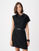 Robe courte noire col b&eacute;nitier Femme-5