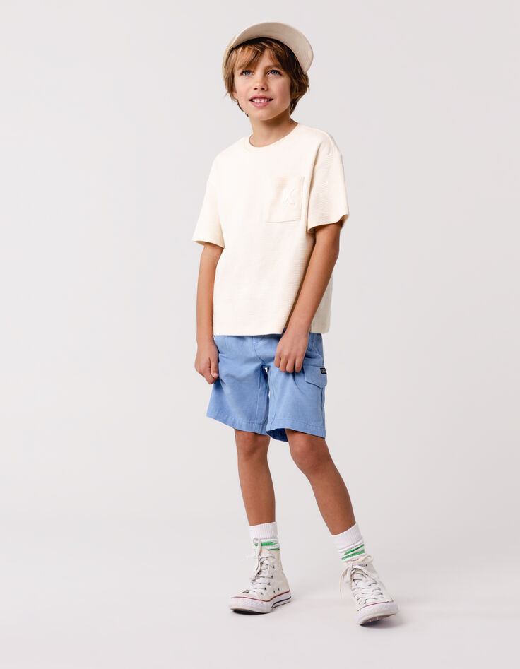 Blaue CHINO-LOOSE-Jungenbermudas aus Lyocell-Gemisch-1