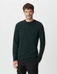 Pull vert tricot mouliné Homme-1