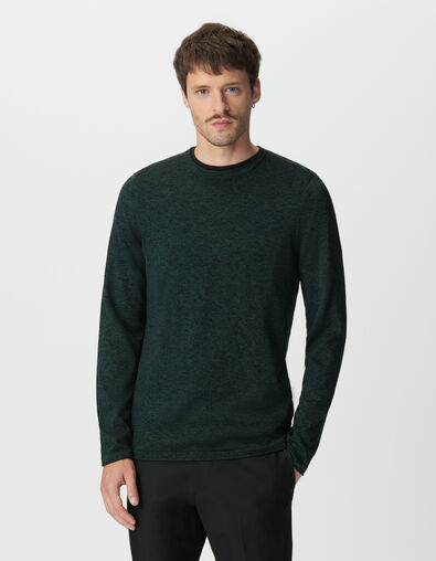 Pull vert tricot mouliné Homme - IKKS