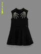 Schwarzes M&auml;dchenkleid mit abnehmbaren Handschuhen Halloween-1