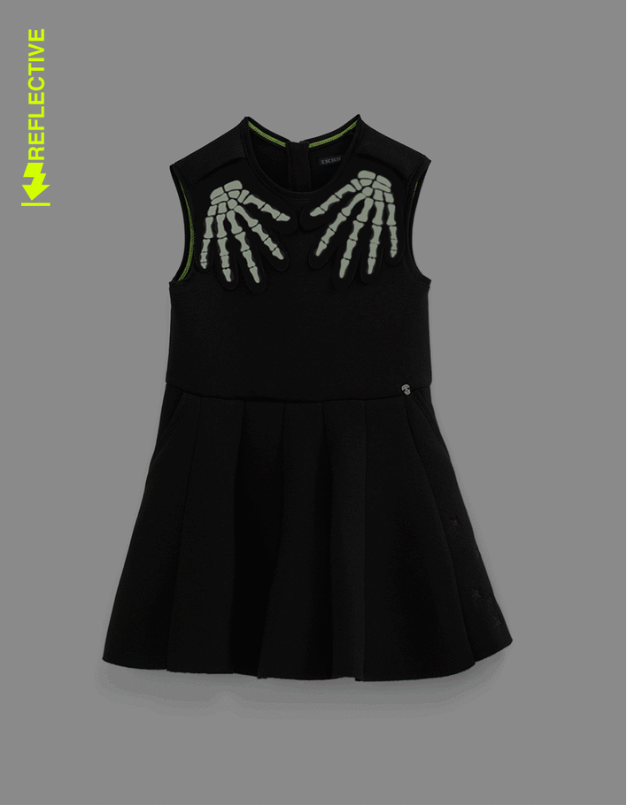 Girls’ black dress with removable Halloween gloves - IKKS