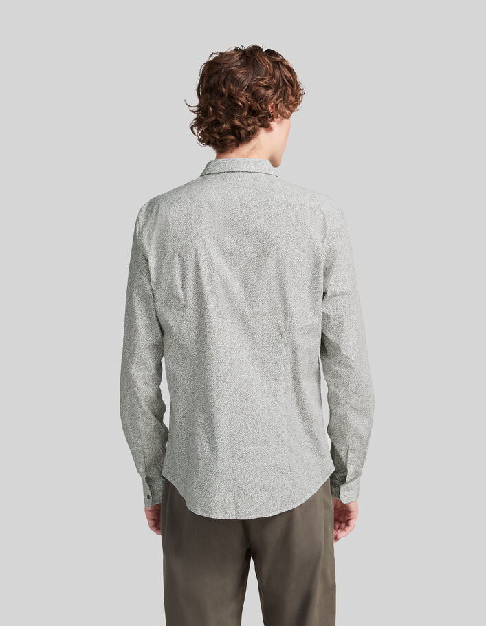 Pistaziengrünes SLIM-Herrenhemd mit dezentem Blättermotiv - IKKS