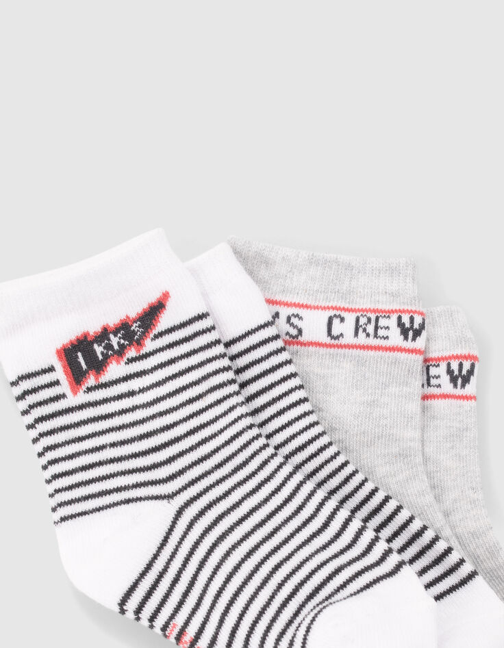 Graue, rote und weiß gestreifte Socken für Babyjungen-2