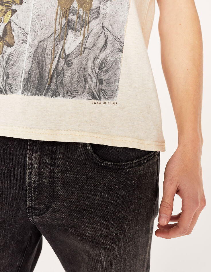 Tee-shirt naturel chiné peintre et papillons Homme-3