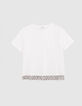 Wei&szlig;es Damen-T-Shirt aus Bio-Baumwolle mit Schmuckbesatz-6