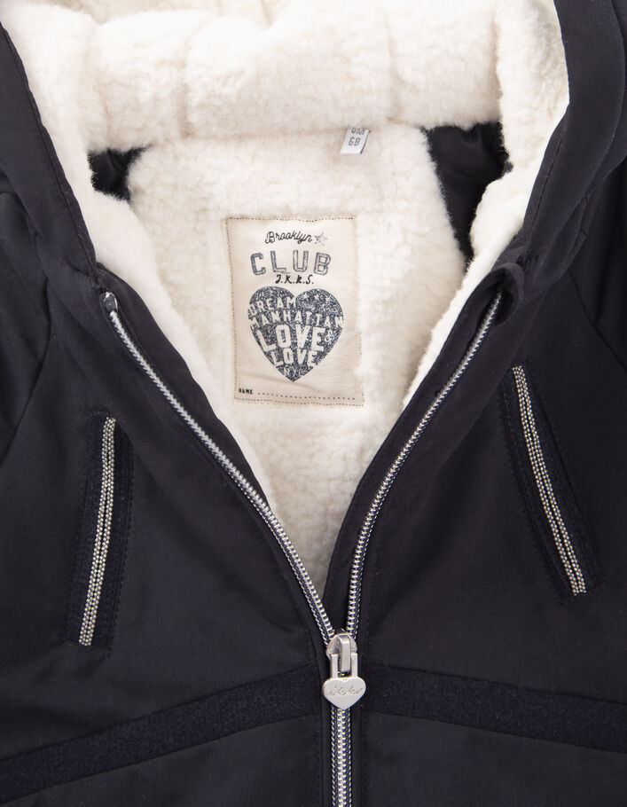 Parka azul marino forrada con capucha bebé niña