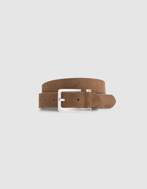 Women's open buckle velour leather sand belt - IKKS