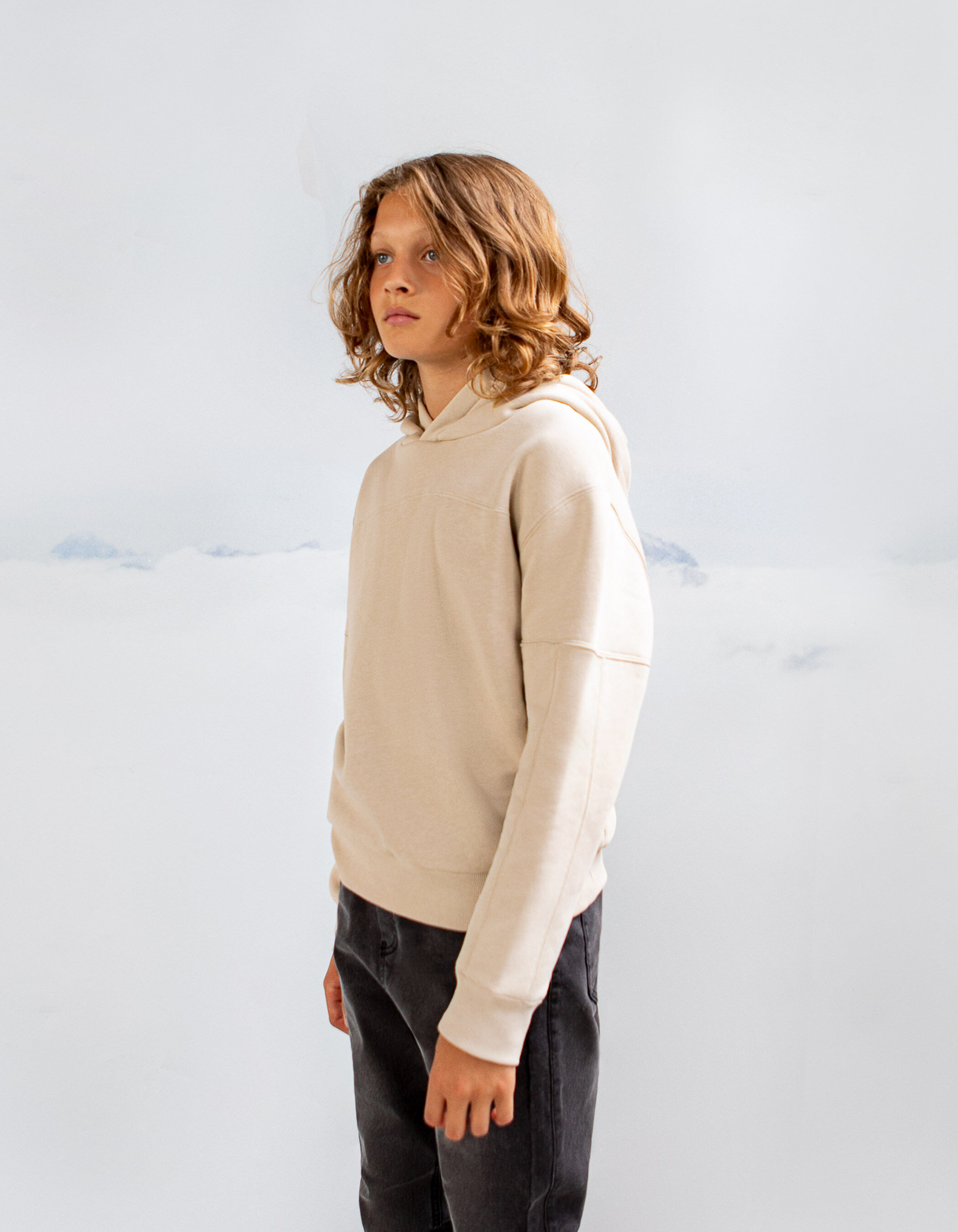 Boys beige hoodie hot sale