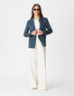 Women's navy blue satin suit jacket-2