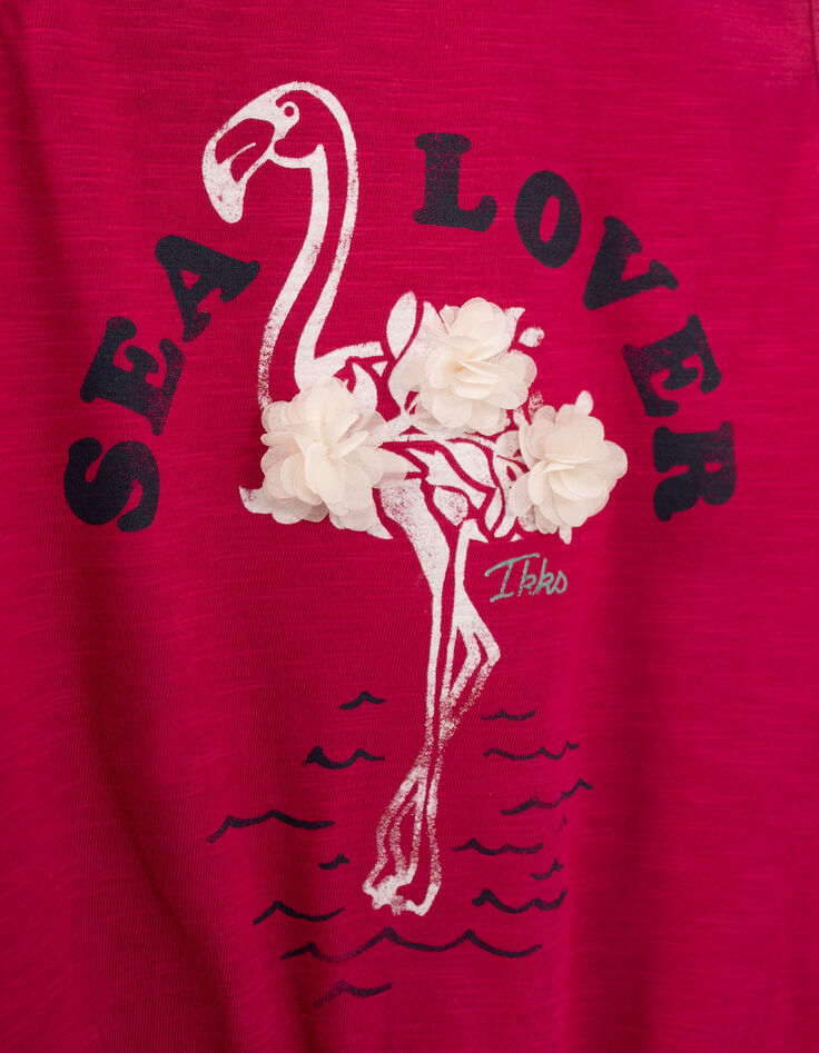 Fuchsia top biokatoen flamingo en bloemen meisjes-4