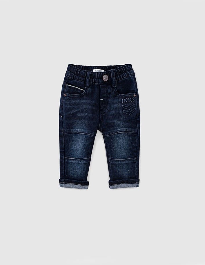 Baby boys’ rinse wash jeans with textured chevrons - IKKS