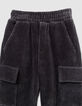 Pantalon de jogging gris maille velours côtelé garçon-2
