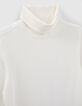 Camiseta cuello alto manga larga color crudo mujer-4