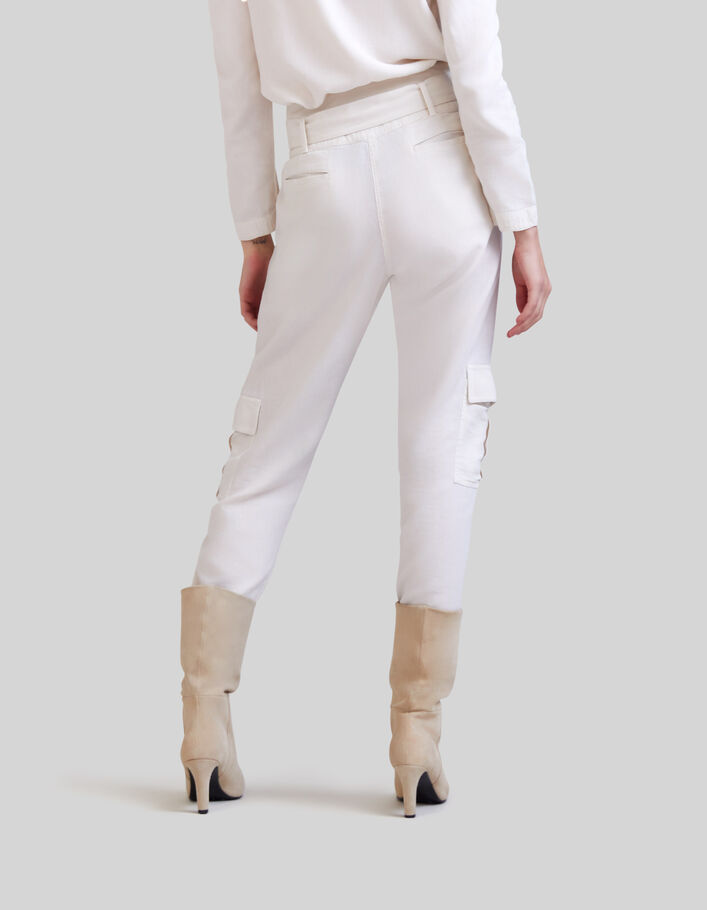 Pantalón battle blanco caliza algodón cinturón - IKKS