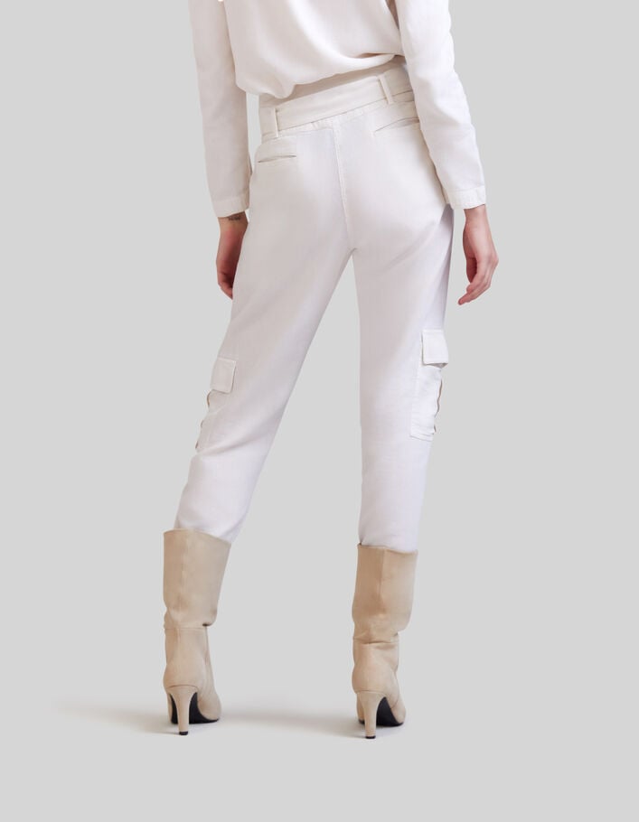 Women’s limestone organic cotton belted cargo trousers - IKKS
