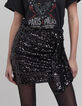 Falda corta bordada de lentejuelas negras para mujer-4