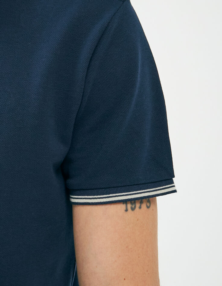 Polo marine à manches courtes avec rayures Homme-5
