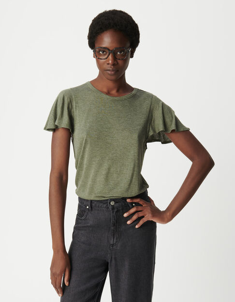 Tee-shirt kaki maille lurex Femme - IKKS