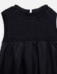 Girls’ black satin dress with smocked panel-3