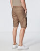 Bermuda battle CROPPED beige en lin Homme-2