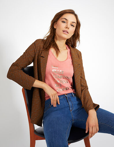 Veste de costume cognac imprimé petits cœurs I.Code