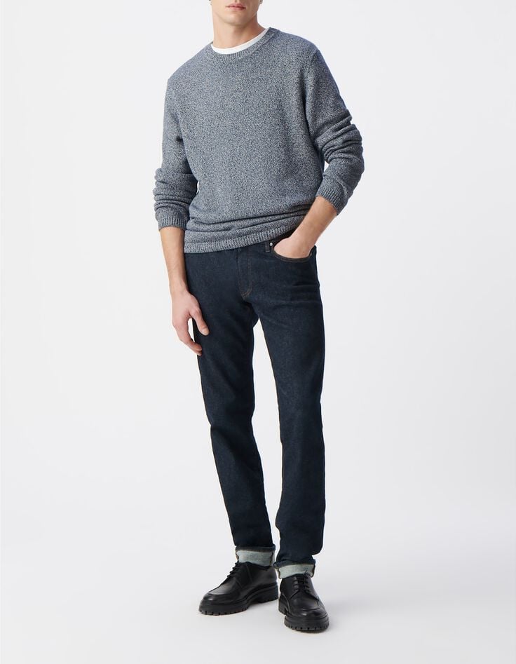 Herrenpullover, tintenfarben, Moulin&eacute;strick, Rundhals-2