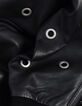 Zwart leren korte bomber Dames maxi eyelet design-8
